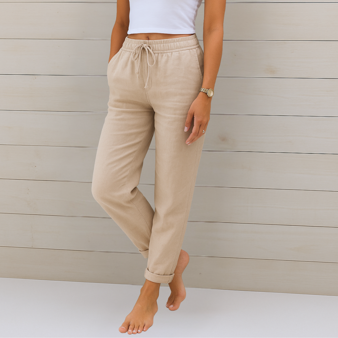 NORA™ | Pantalon Lin Stretch